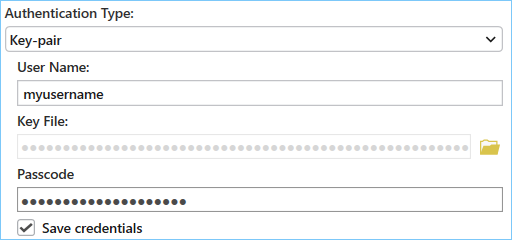 Key-pair authentication with an encrypted key file